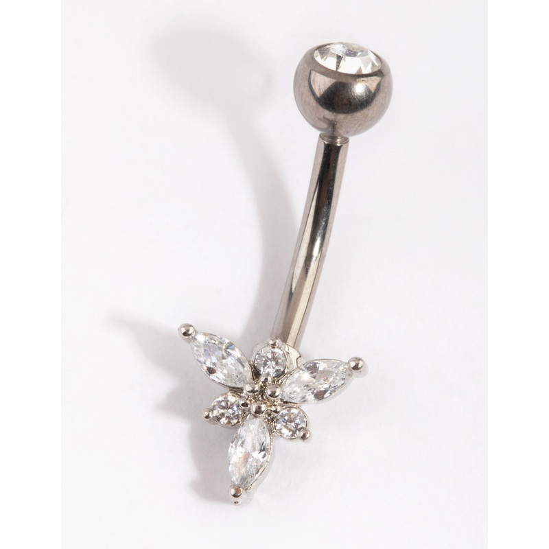 Titanium Diamante Belly Bar