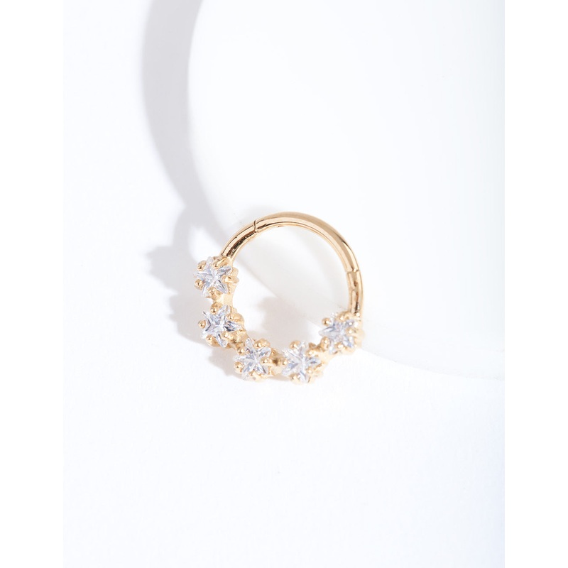 Gold Cubic Zirconia Star Clicker Earring