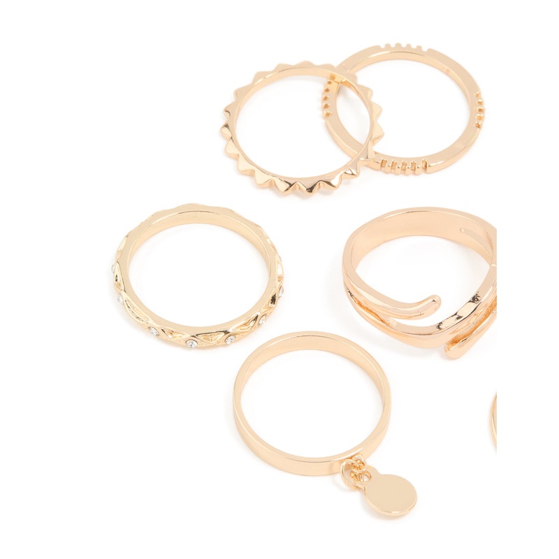 Gold Swirl Mixed Stacking Rings 8-Pack