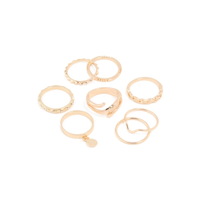 Gold Swirl Mixed Stacking Rings 8-Pack