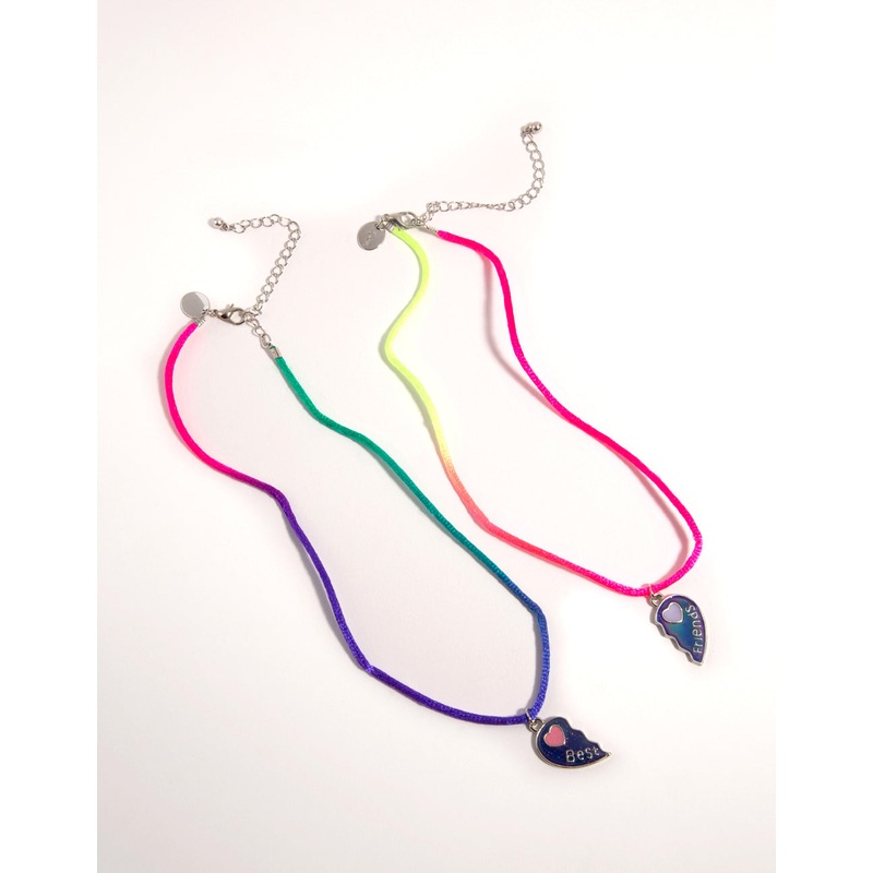 Kids Silver Enamel Heart Mood Best Friend Necklace