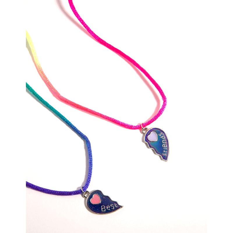 Kids Silver Enamel Heart Mood Best Friend Necklace