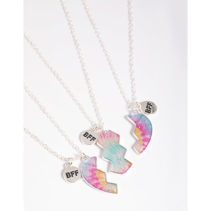 Kids Tie Dye Heart Best Friend Necklace Pack