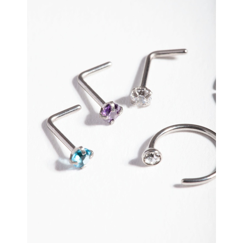 Pastel Surgical Steel Nose Stud Hoop 6-Pack