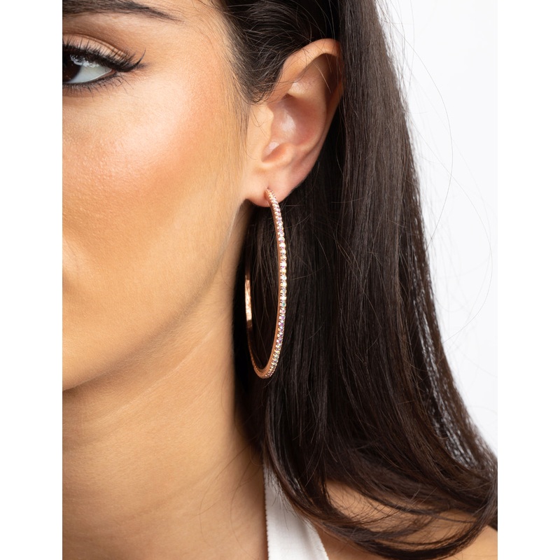 Rose Gold Diamante Hoop Earrings