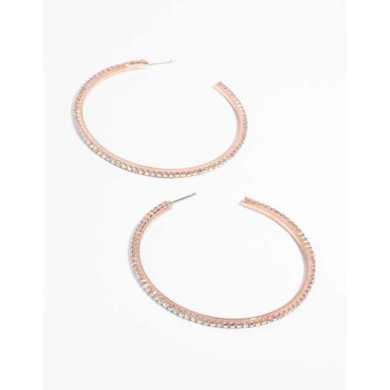 Rose Gold Diamante Hoop Earrings