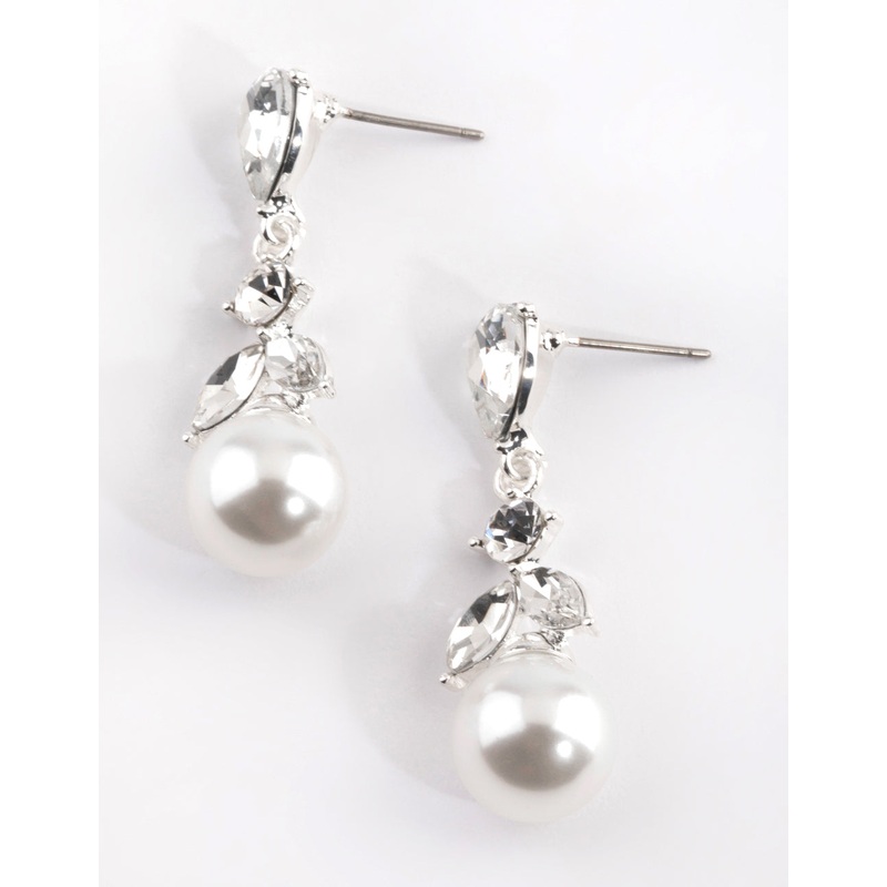 Silver Pearl Drop Earrings