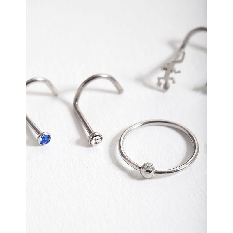 Surgical Steel Animal Nose Jewellery 6-Pack