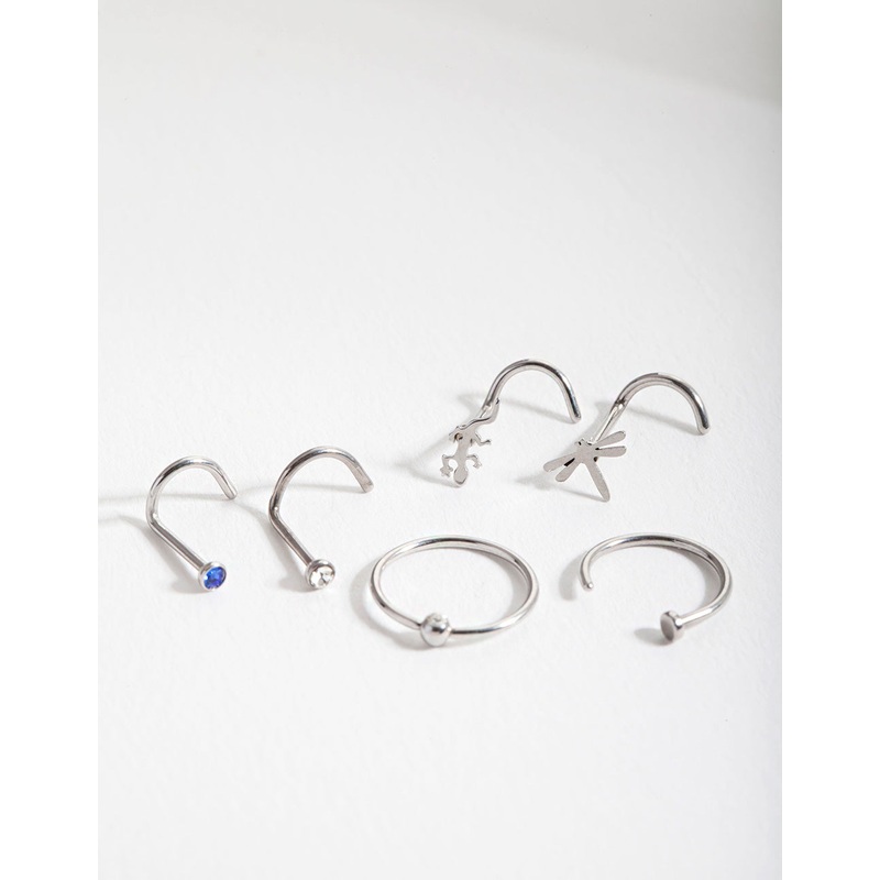 Surgical Steel Animal Nose Jewellery 6-Pack