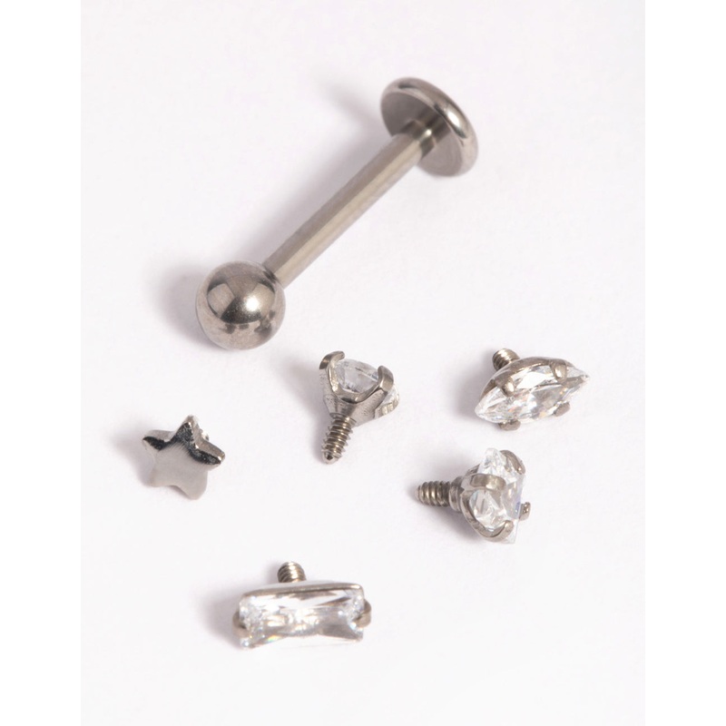 Titanium Cubic Zirconia Flat Back 6-Pack