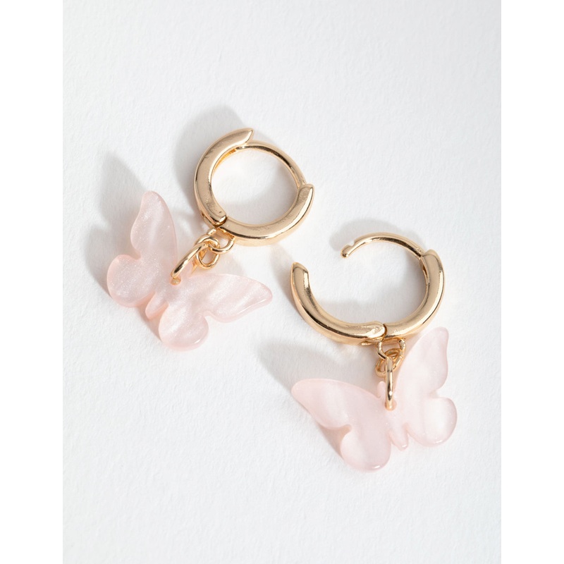 Gold Blush Acrylic Butterfly Huggie Earrings