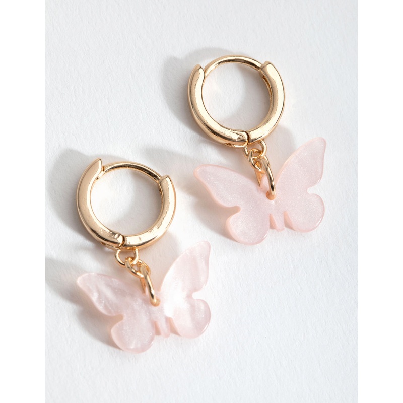 Gold Blush Acrylic Butterfly Huggie Earrings