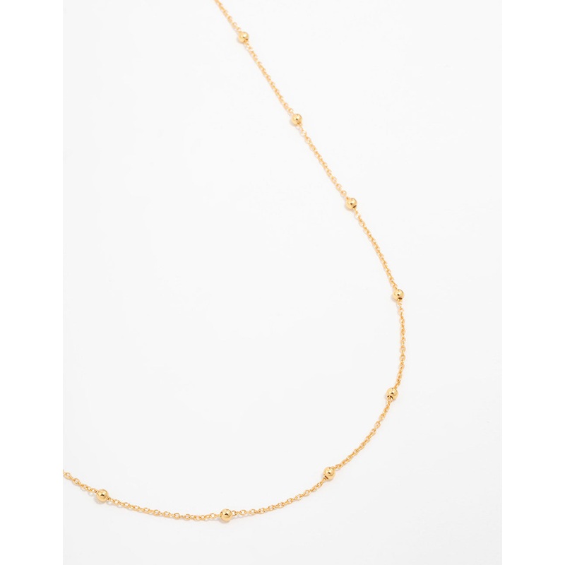 Gold Plated Sterling Silver Ball Chain Necklace