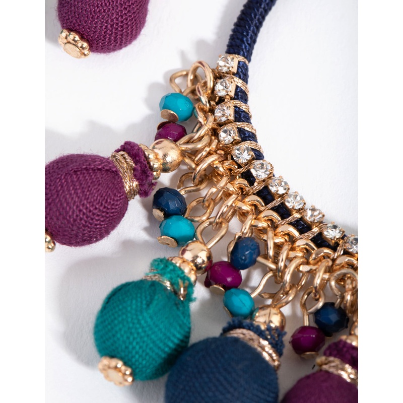 Gold Threadwrap Bead Drop Earrings