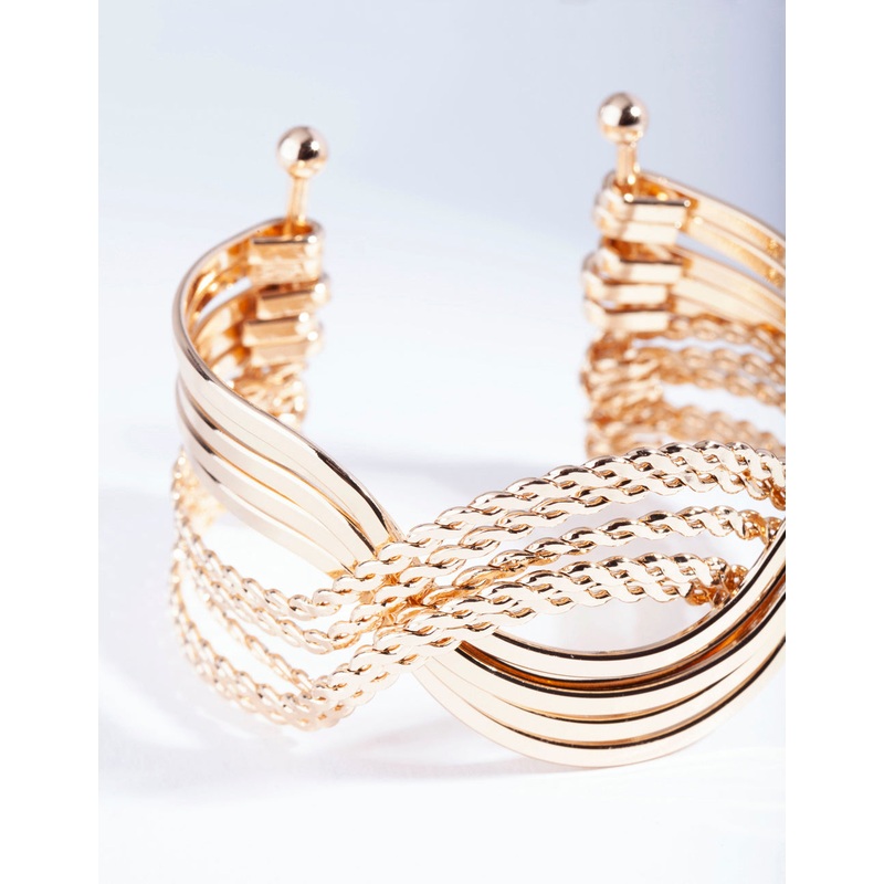 Gold Wavy Twist Cuff Bracelet