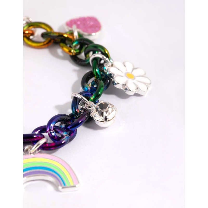 Kids Matte Rainbow Ombre Charm Bracelet