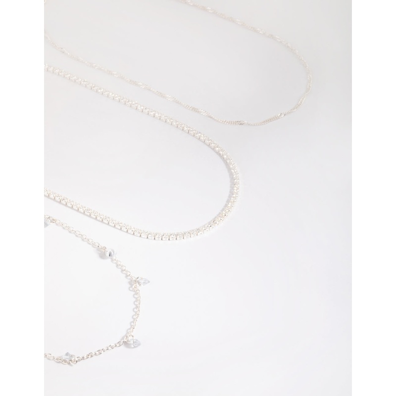 Silver Cubic Zirconia Choker Pack