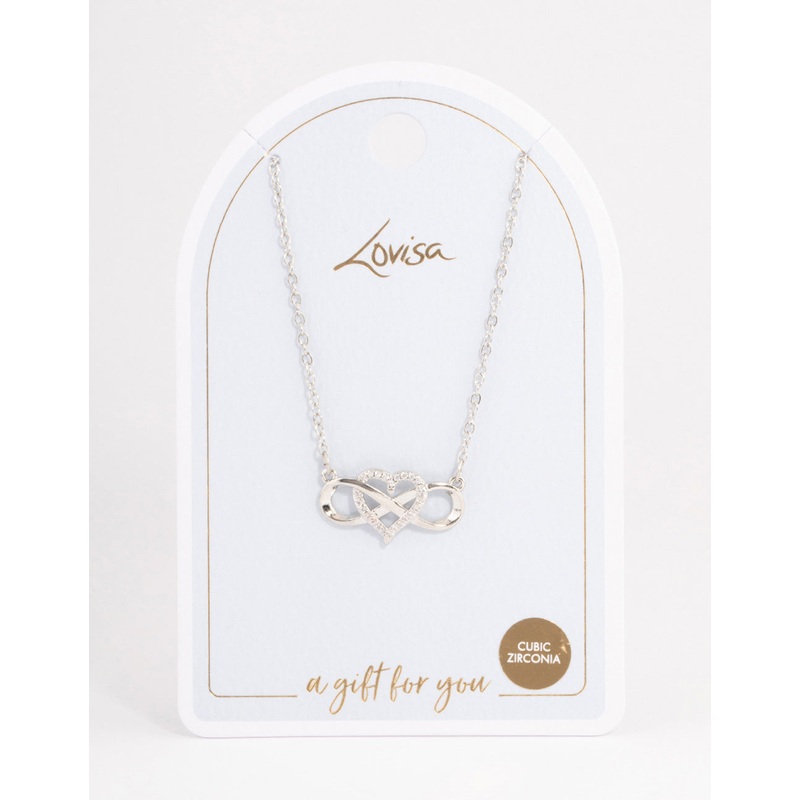 Silver Infinity Heart Diamante Necklace