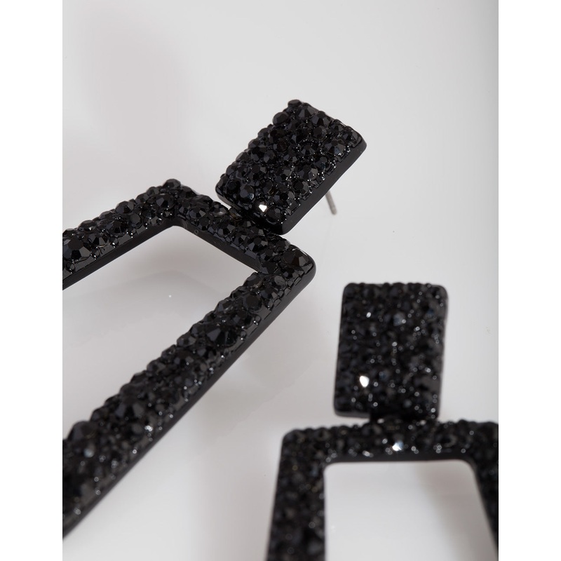 Black Diamante Geometric Earrings