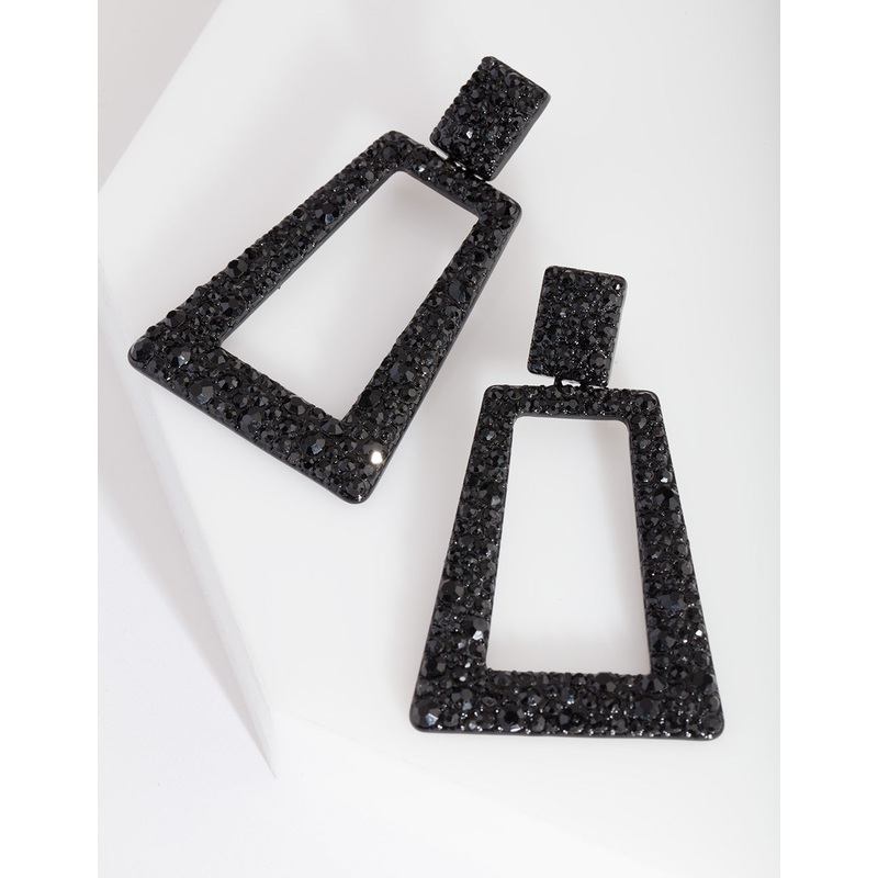 Black Diamante Geometric Earrings