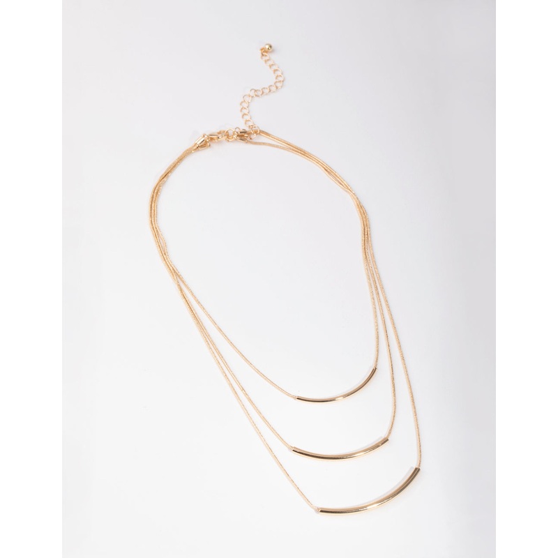 Gold Fine Plain 3-Row Necklace