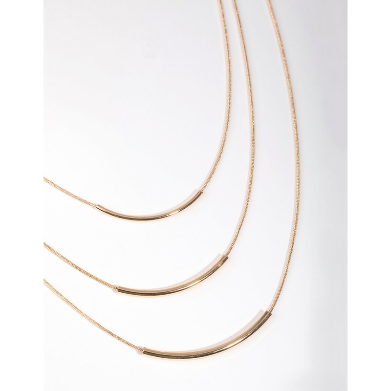 Gold Fine Plain 3-Row Necklace