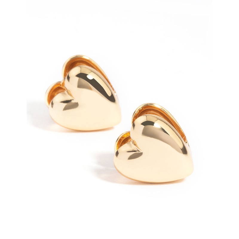 Gold Plated Heart Huggie Earrings