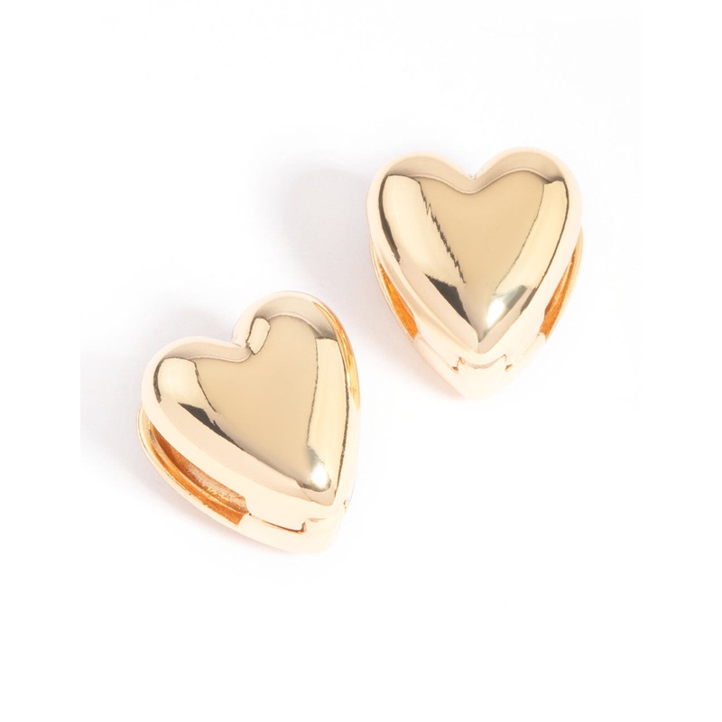 Gold Plated Heart Huggie Earrings