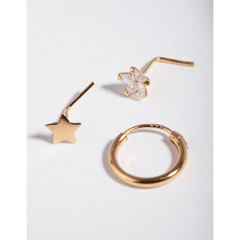 Gold Plated Sterling Silver Star Nose Jewellery Pack