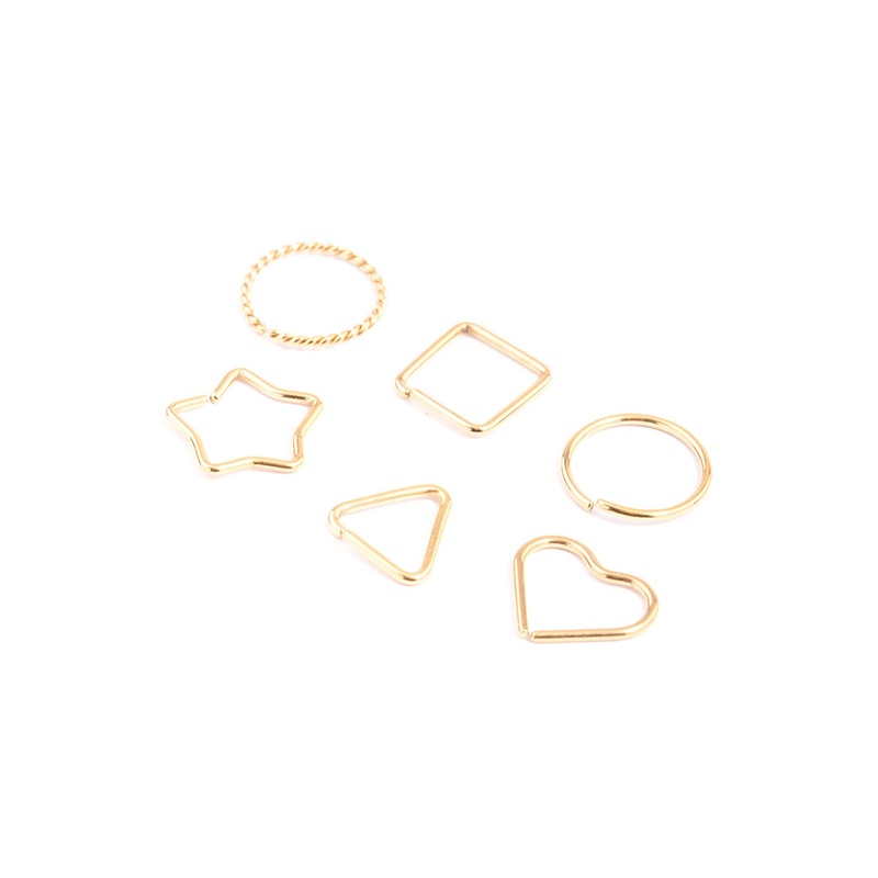 Gold Plated Surgical Steel Geometric Nose Ring 6-Pack