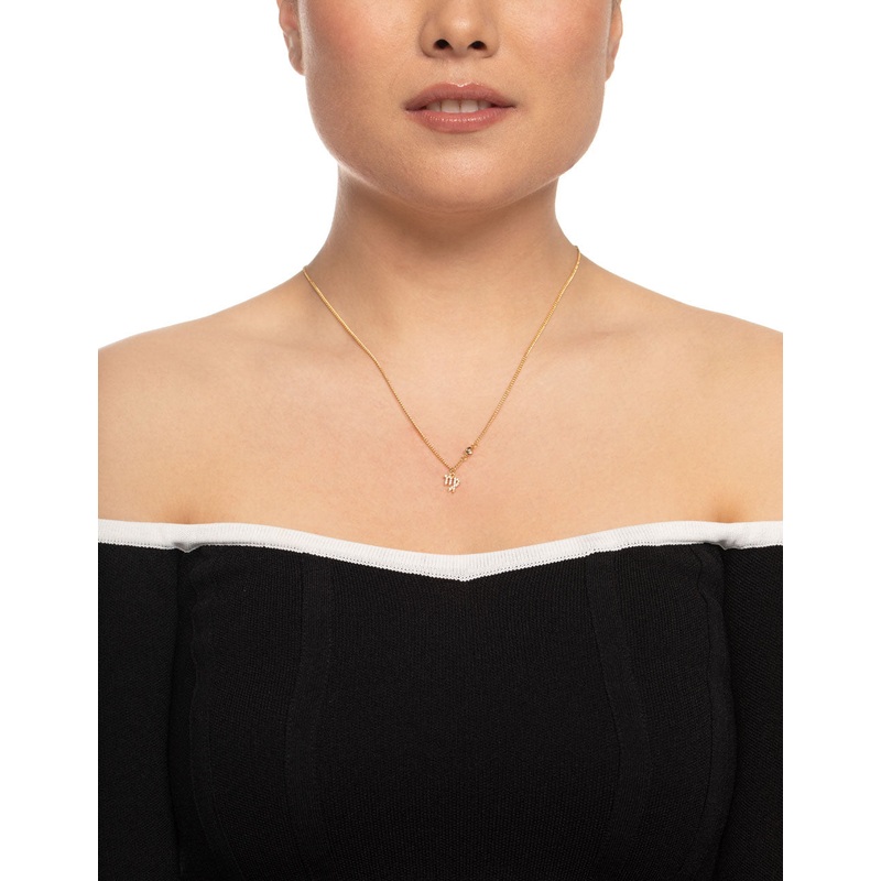 Gold Plated Virgo Necklace with Cubic Zirconia Pendant