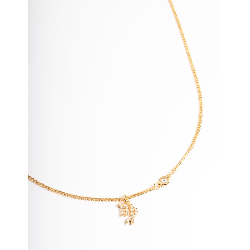 Gold Plated Virgo Necklace with Cubic Zirconia Pendant