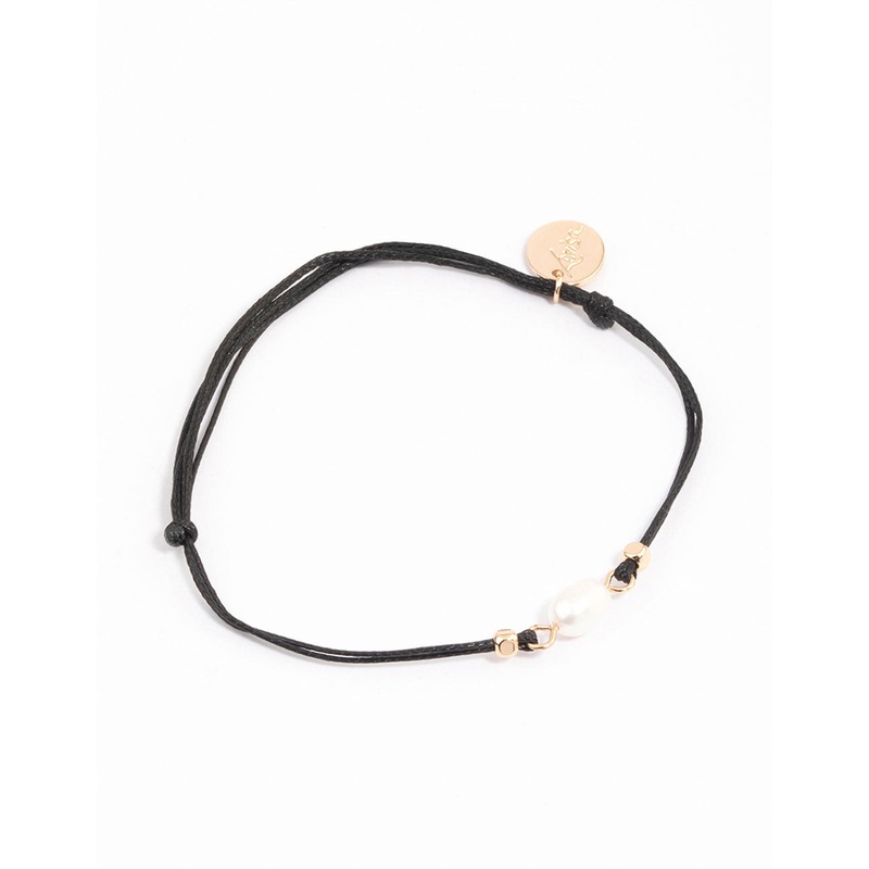 Gold Simply Pearl Charm Toggle Bracelet