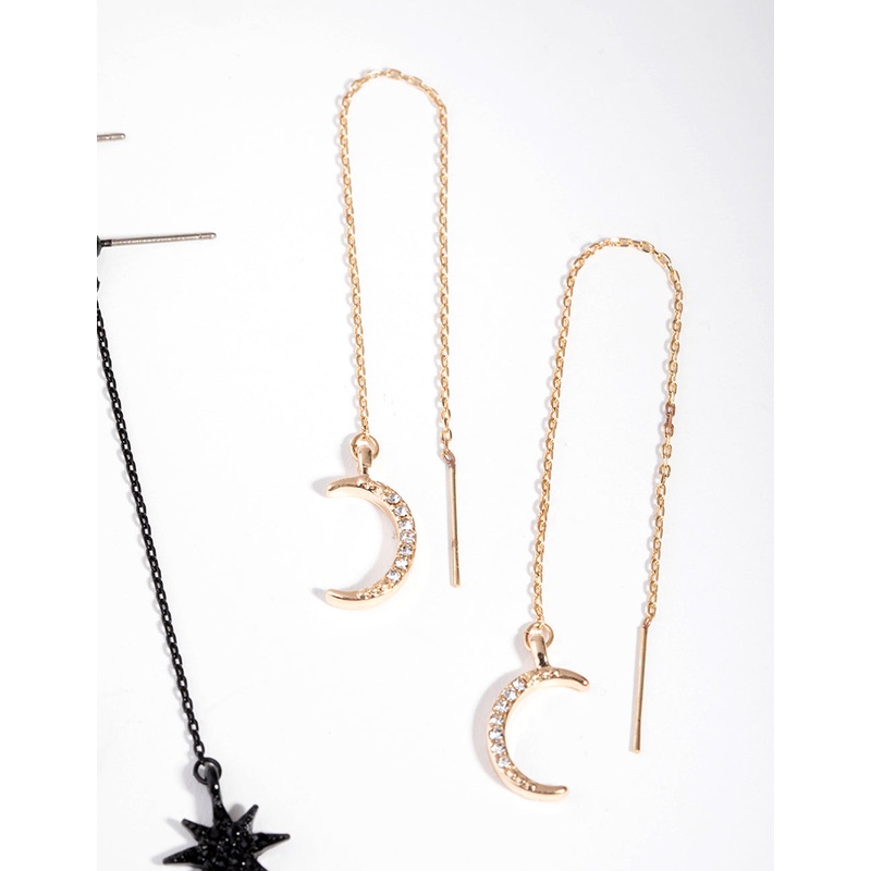 Matte Diamante Star & Moon Pack Earring