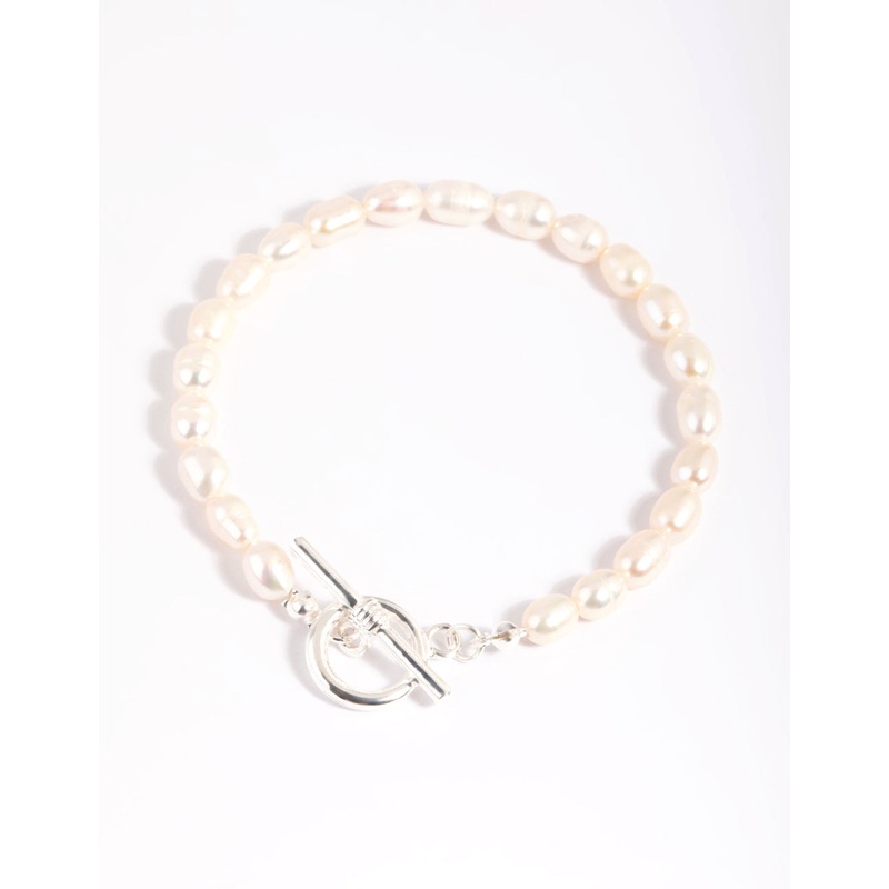 Silver Plated Pearl Fob Bracelet