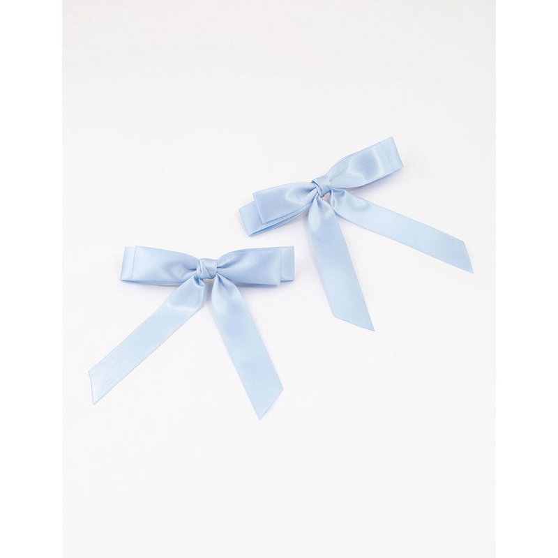 Blue Fabric Medium Double Loop Hair Bows Pack