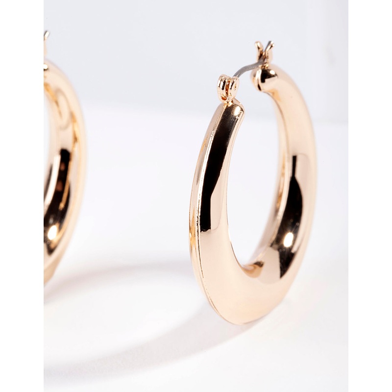 Gold Classic Smooth Hoop Earrings