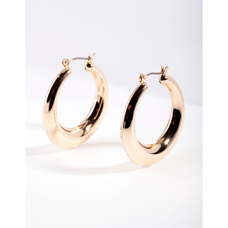 Gold Classic Smooth Hoop Earrings