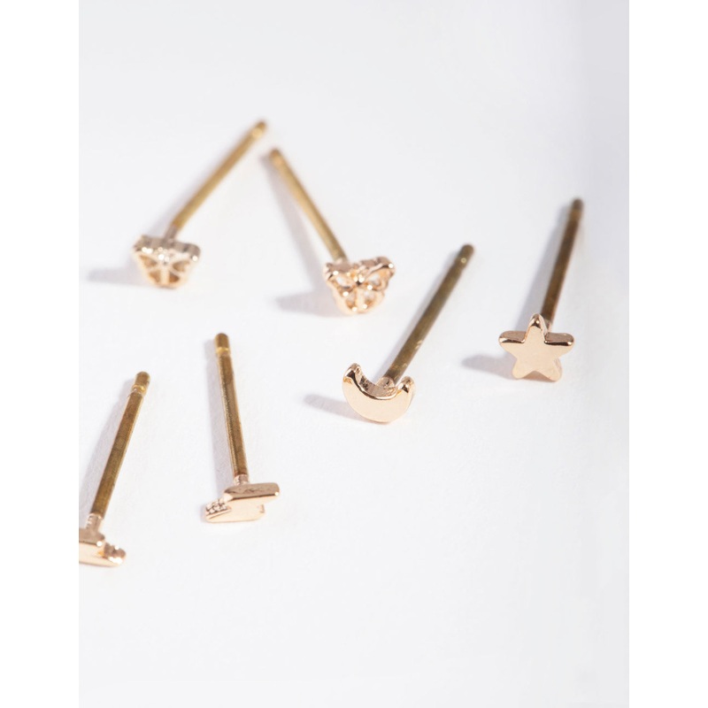 Gold Mixed Micro Motif Earrings