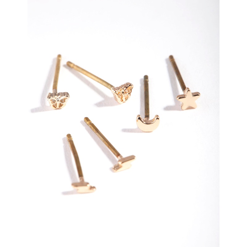 Gold Mixed Micro Motif Earrings