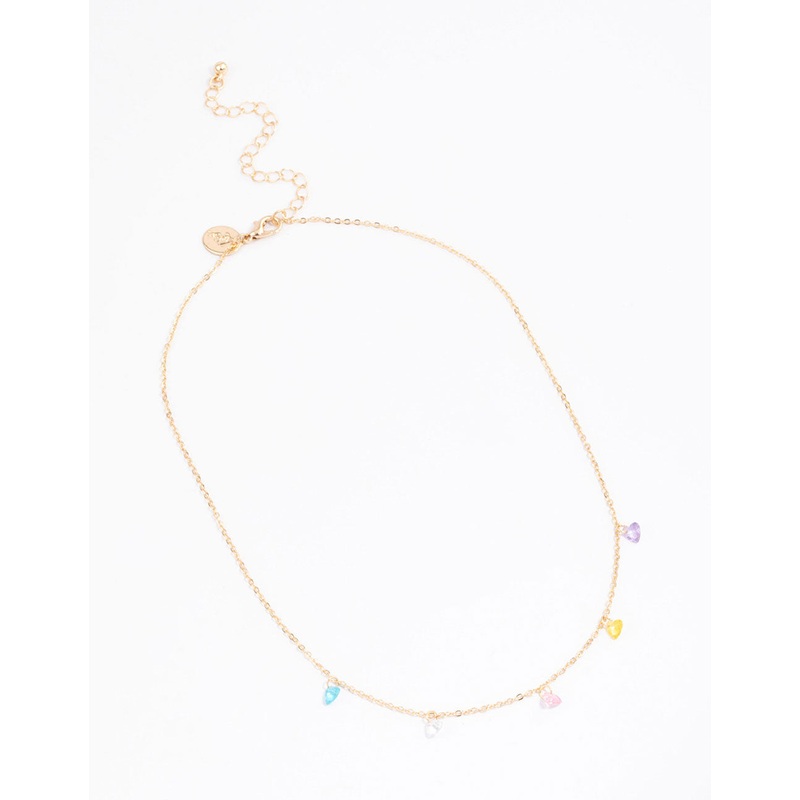 Gold Mixed Teardrop Stone Necklace