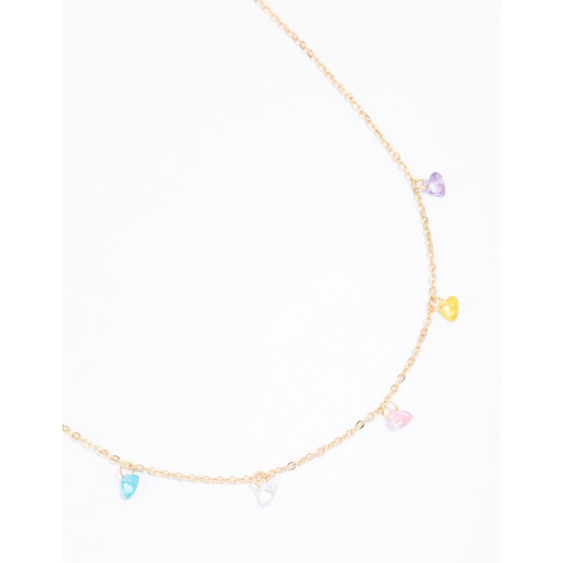 Gold Mixed Teardrop Stone Necklace