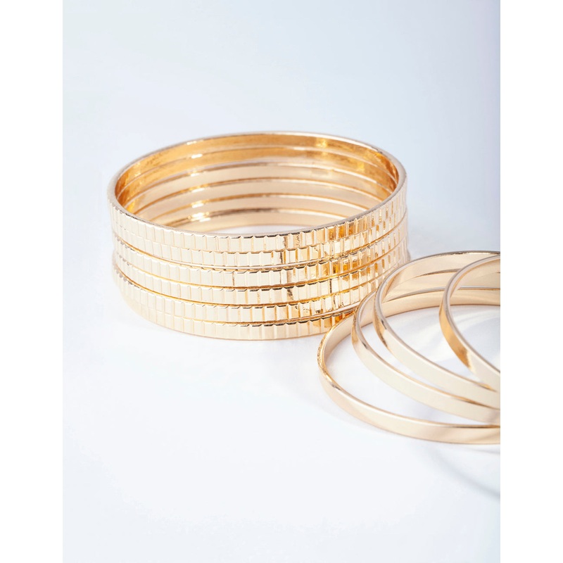 Gold Plain & Pattern Bracelet Pack