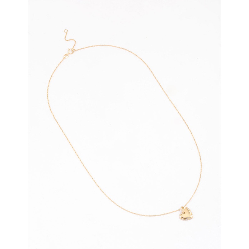 Gold Plated Sterling Silver Baguette Heart Necklace