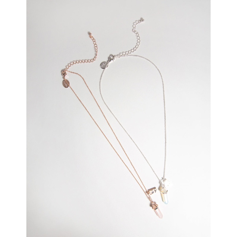 Kids Mixed Metal Semi Precious Shard Best Friend Necklace