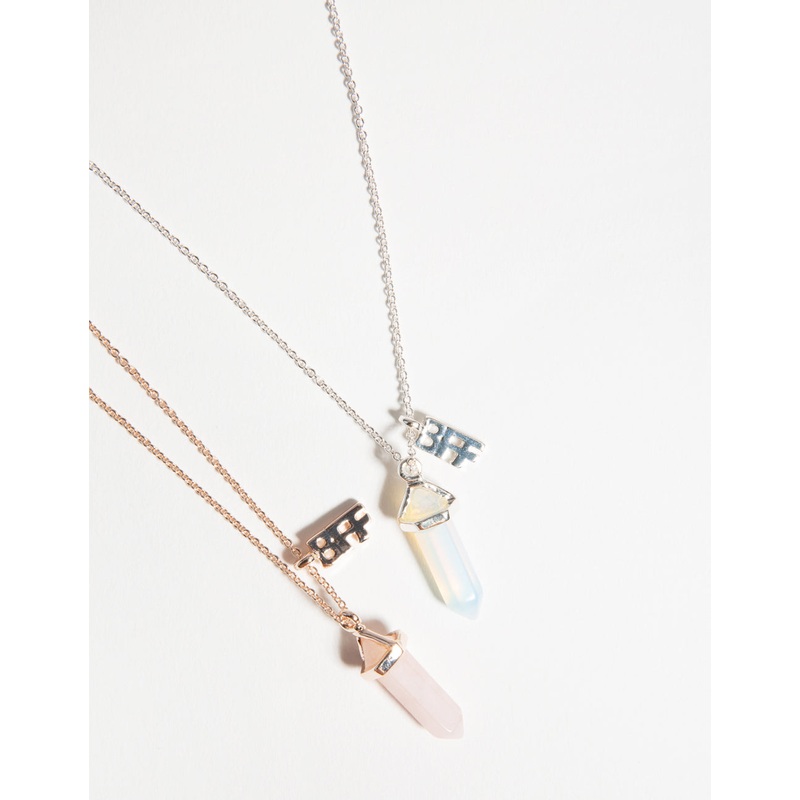 Kids Mixed Metal Semi Precious Shard Best Friend Necklace