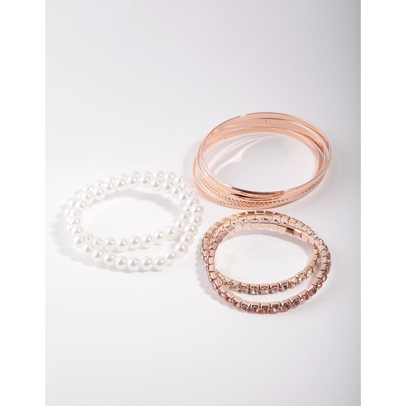 Kids Rose Gold Diamante Baby Mix Bracelet