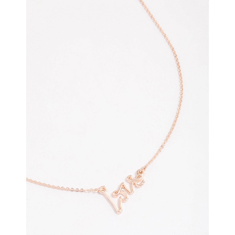 Rose Gold Cursive Love Pendant Necklace