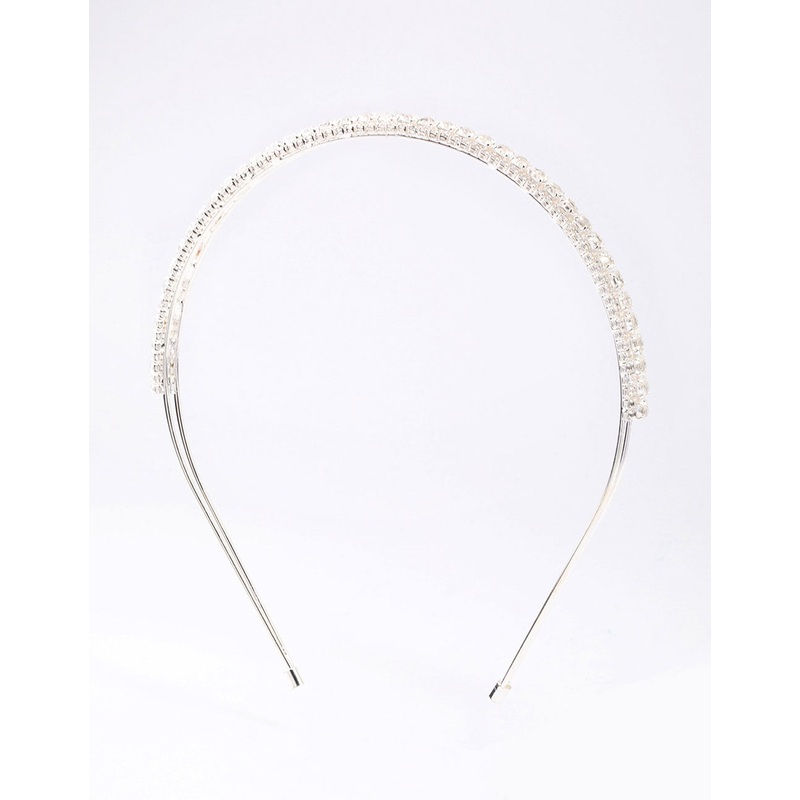 Silver Cubic Zirconia Round Stone Encased Headband