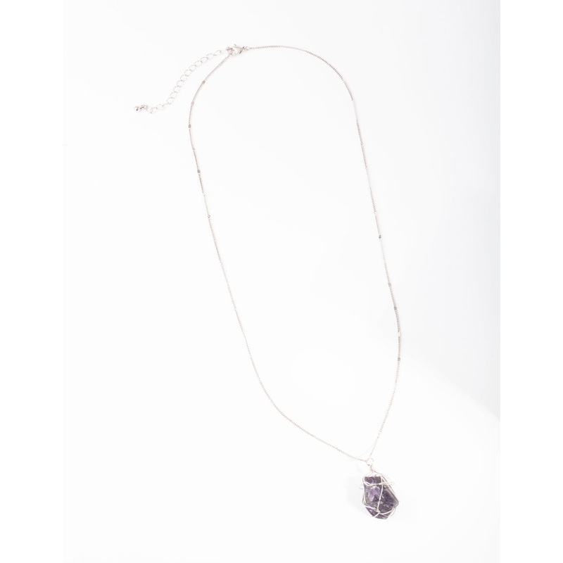 Silver Wire Wrapped Amethyst Necklace